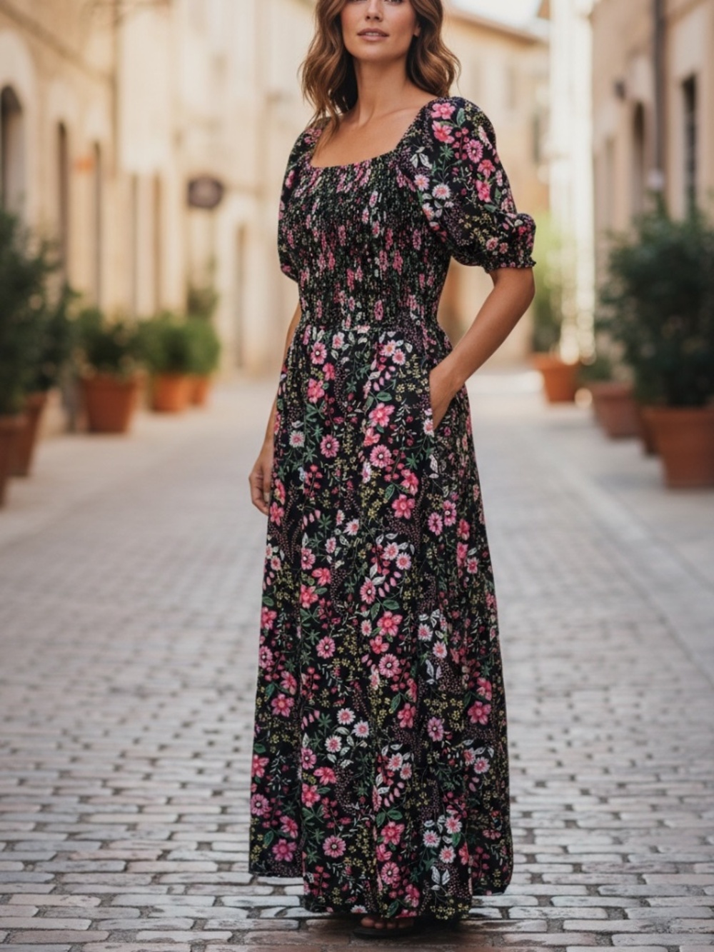 Bloomchic smocked woman's maxi dress